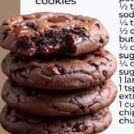 Stack of rich double chocolate cookies