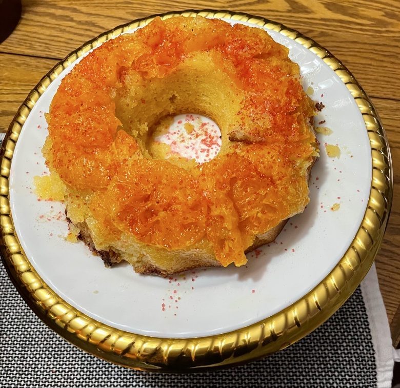 Orange upside-down ring cake